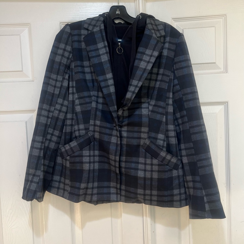 Laundry by shelli segal Plaid attached hood Blazer Jacket Chic Women Medium Fall - Picture 2 of 12